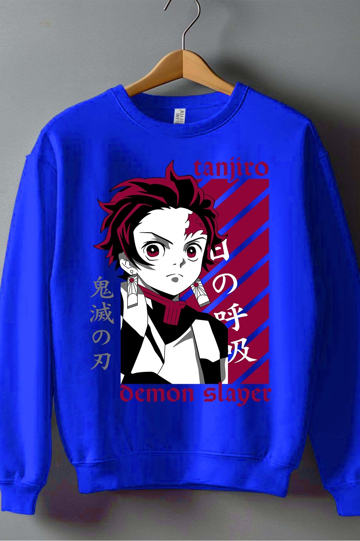COULEUR:Bleu Roi|Sweat Col Rond Homme | DEMONS SLAYER 39 Bleu Roi