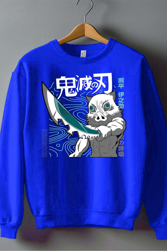 COULEUR:Bleu Roi|Sweat Col Rond Garçon | DEMONS SLAYER 40 Bleu Roi