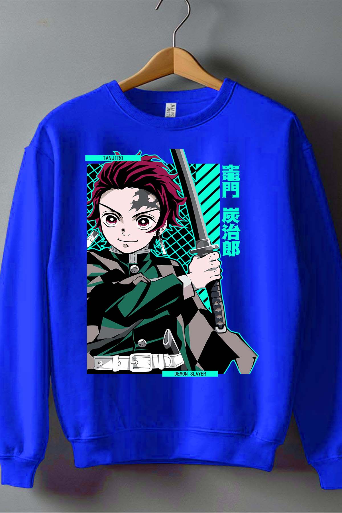 COULEUR:Bleu Roi|Sweat Col Rond Garçon | DEMONS SLAYER 43 Bleu Roi