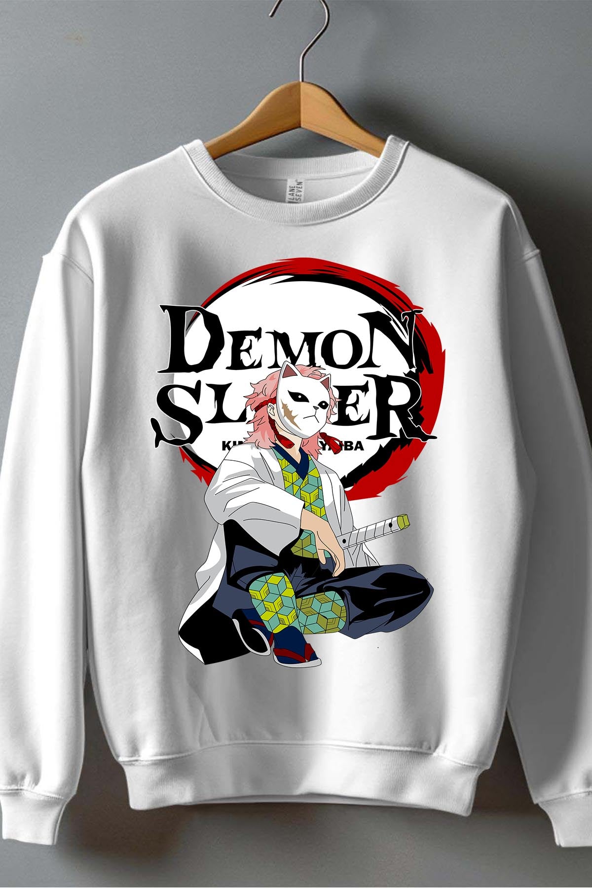 COULEUR:Blanc|Sweat Col Rond Garçon | DEMONS SLAYER 44 Blanc