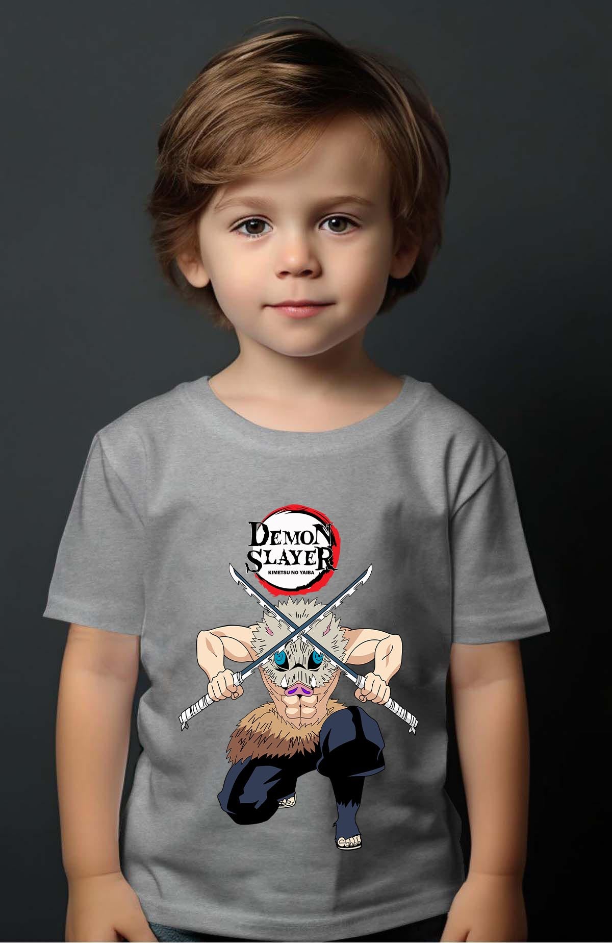 COULEUR:Gris|T-shirt Garçon | DEMONS SLAYER 46 Gris