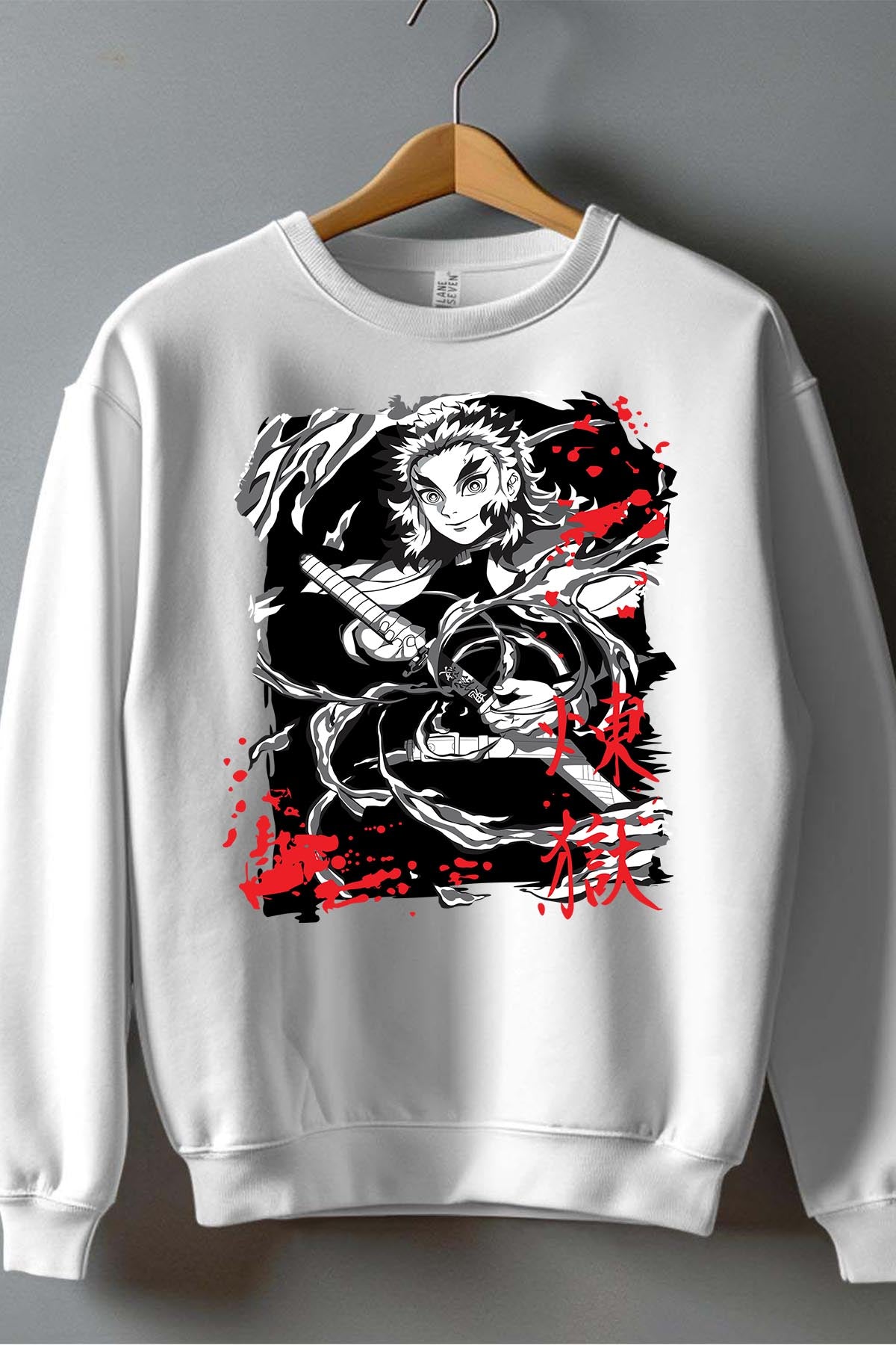 COULEUR:Blanc|Sweat Col Rond Garçon | DEMONS SLAYER 54 Blanc