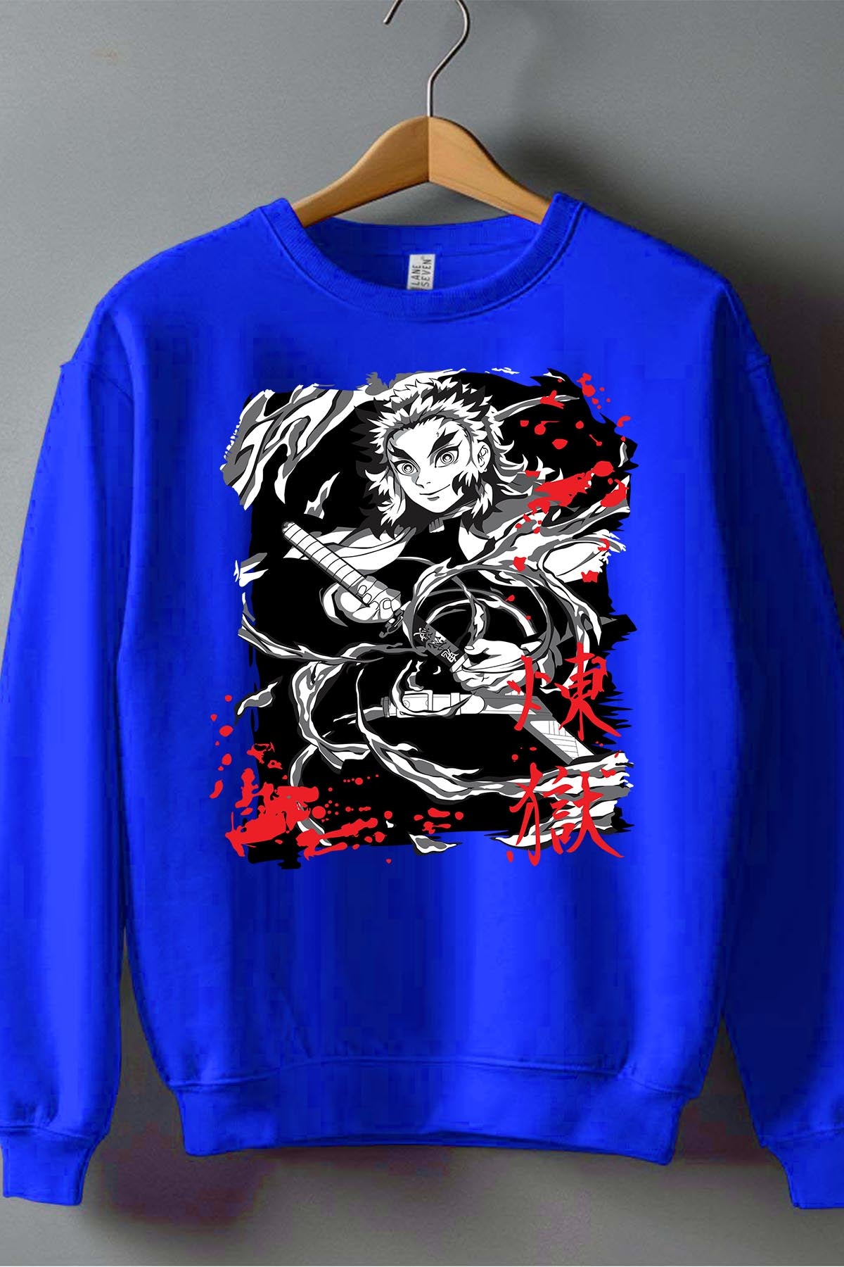COULEUR:Bleu Roi|Sweat Col Rond Garçon | DEMONS SLAYER 54 Bleu Roi