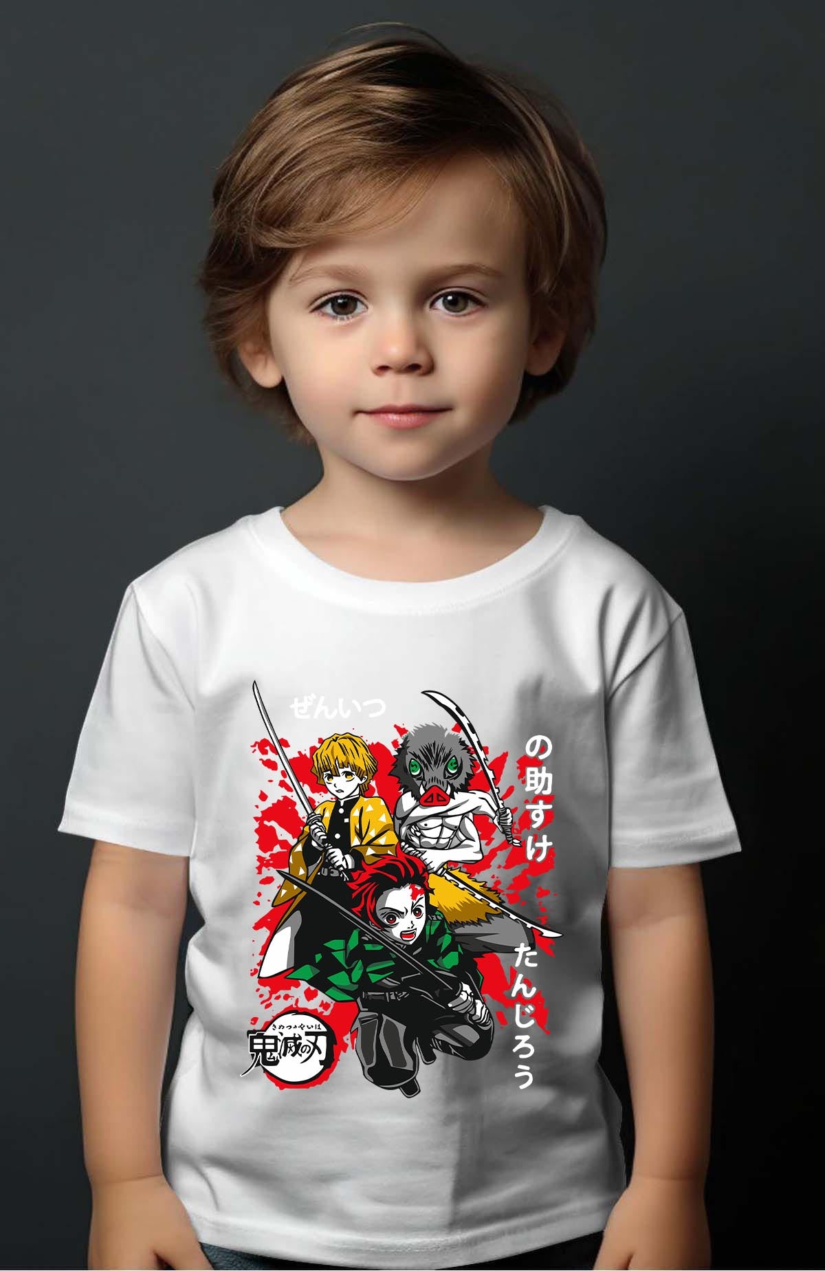 COULEUR:Blanc|T-shirt Garçon | DEMONS SLAYER 55 Blanc