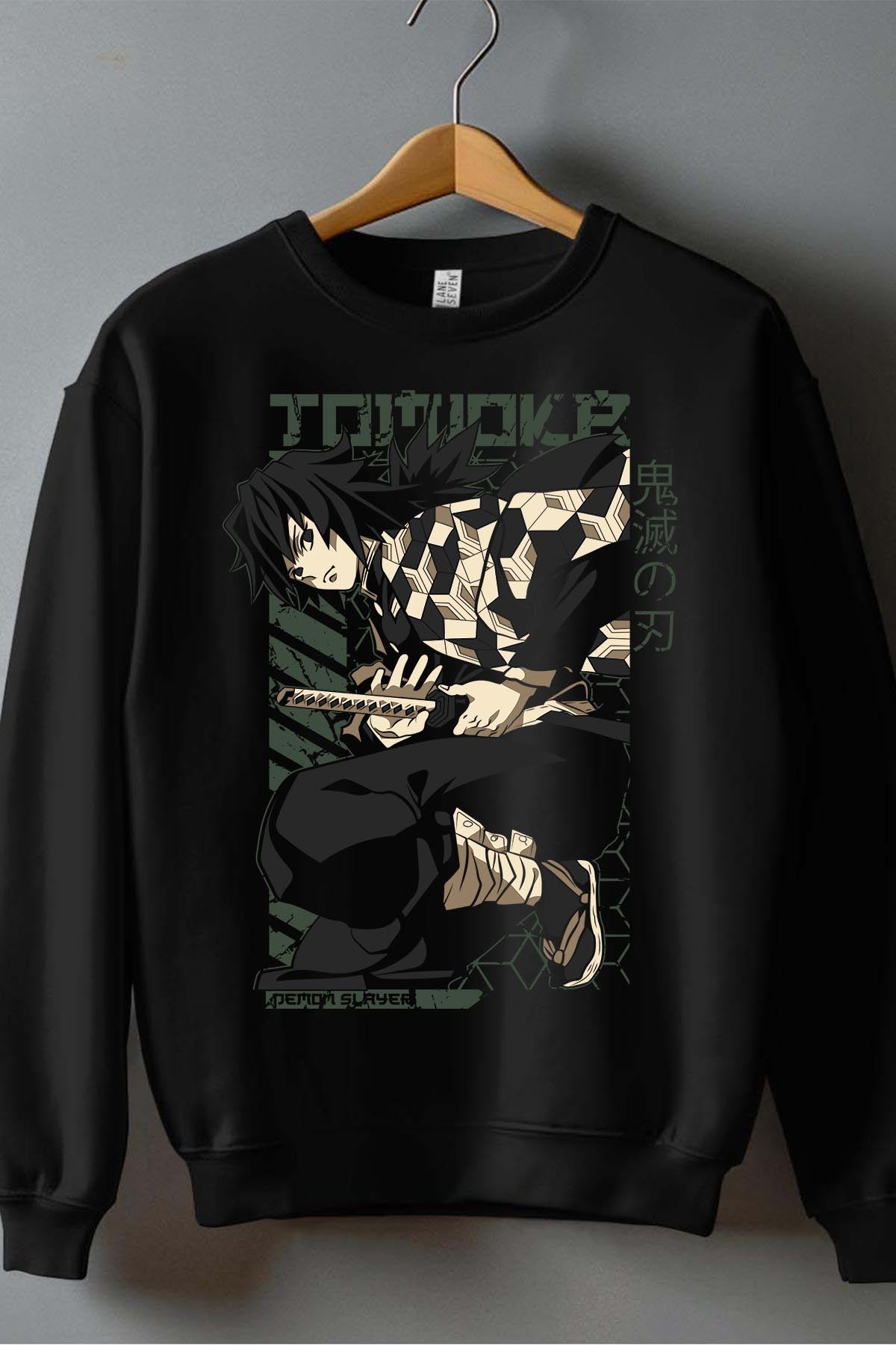 COULEUR:Noir|Sweat Col Rond Garçon | DEMONS SLAYER 8 Noir