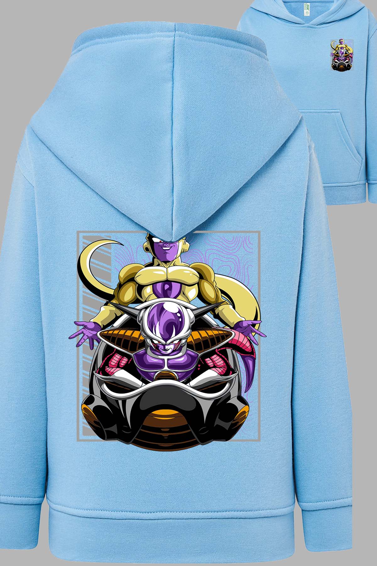COULEUR:Bleu Ciel|Sweat Capuche Garçon | DragonBall Freezer 1 Bleu Ciel
