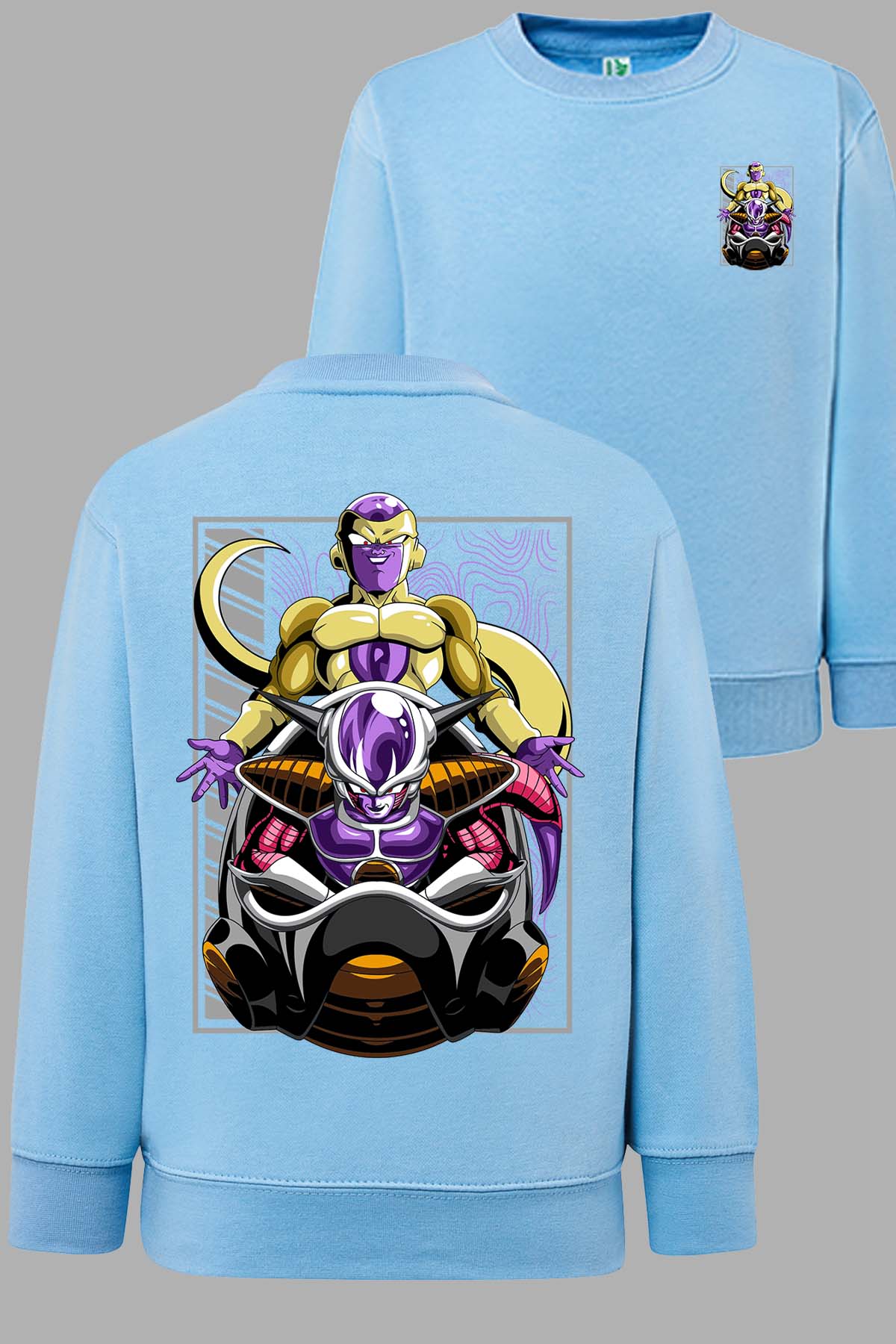 COULEUR:Bleu Ciel|Sweat Col Rond Garçon | DragonBall Freezer 1 Bleu Ciel