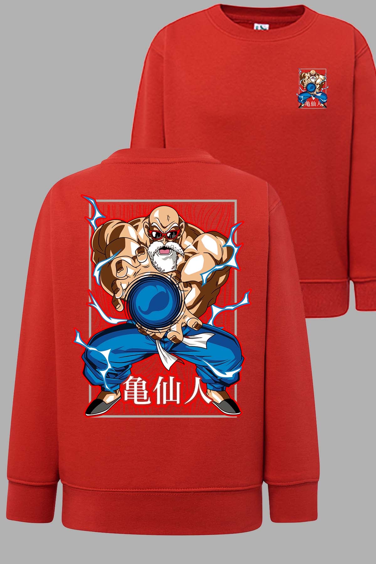COULEUR:Rouge|Sweat Col Rond Homme | DragonBall Maestro Roshi Rouge
