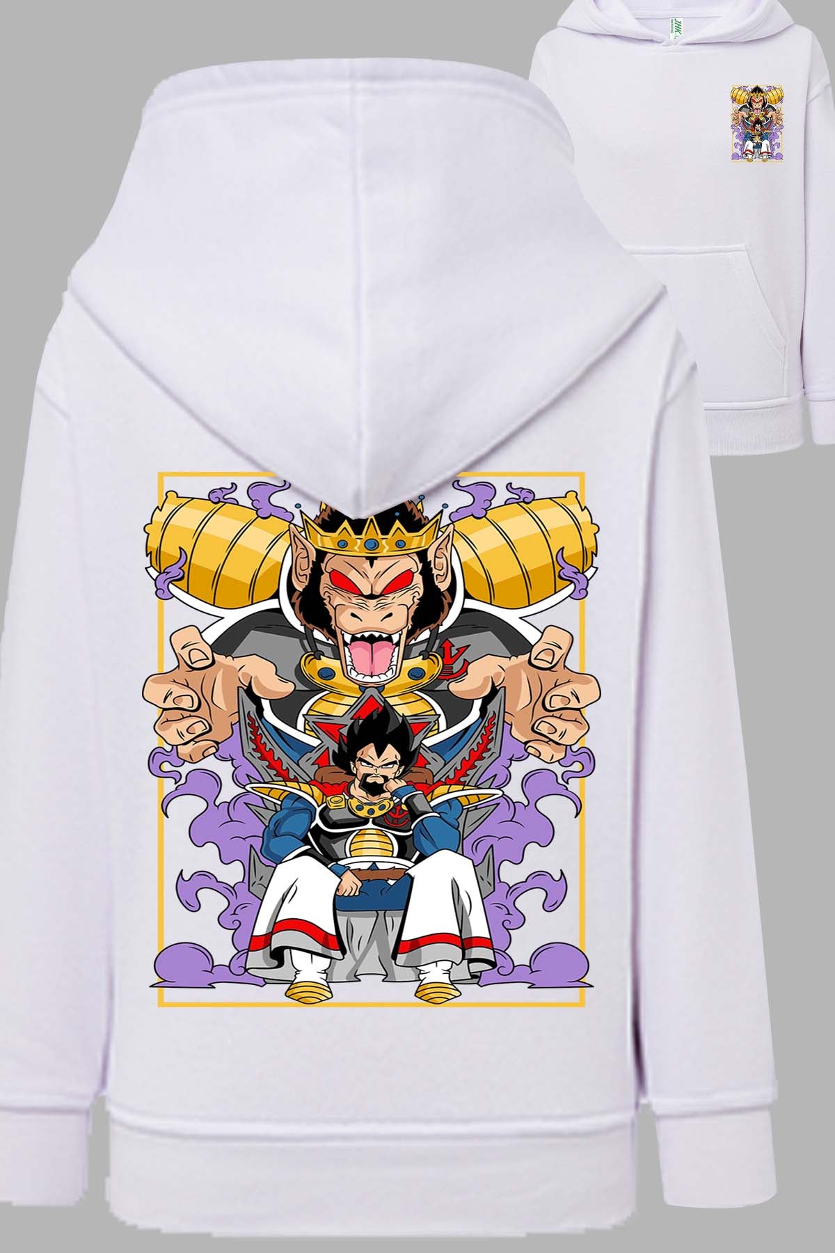 COULEUR:Blanc|Sweat Capuche Garçon | DragonBall Rey Vegeta Blanc