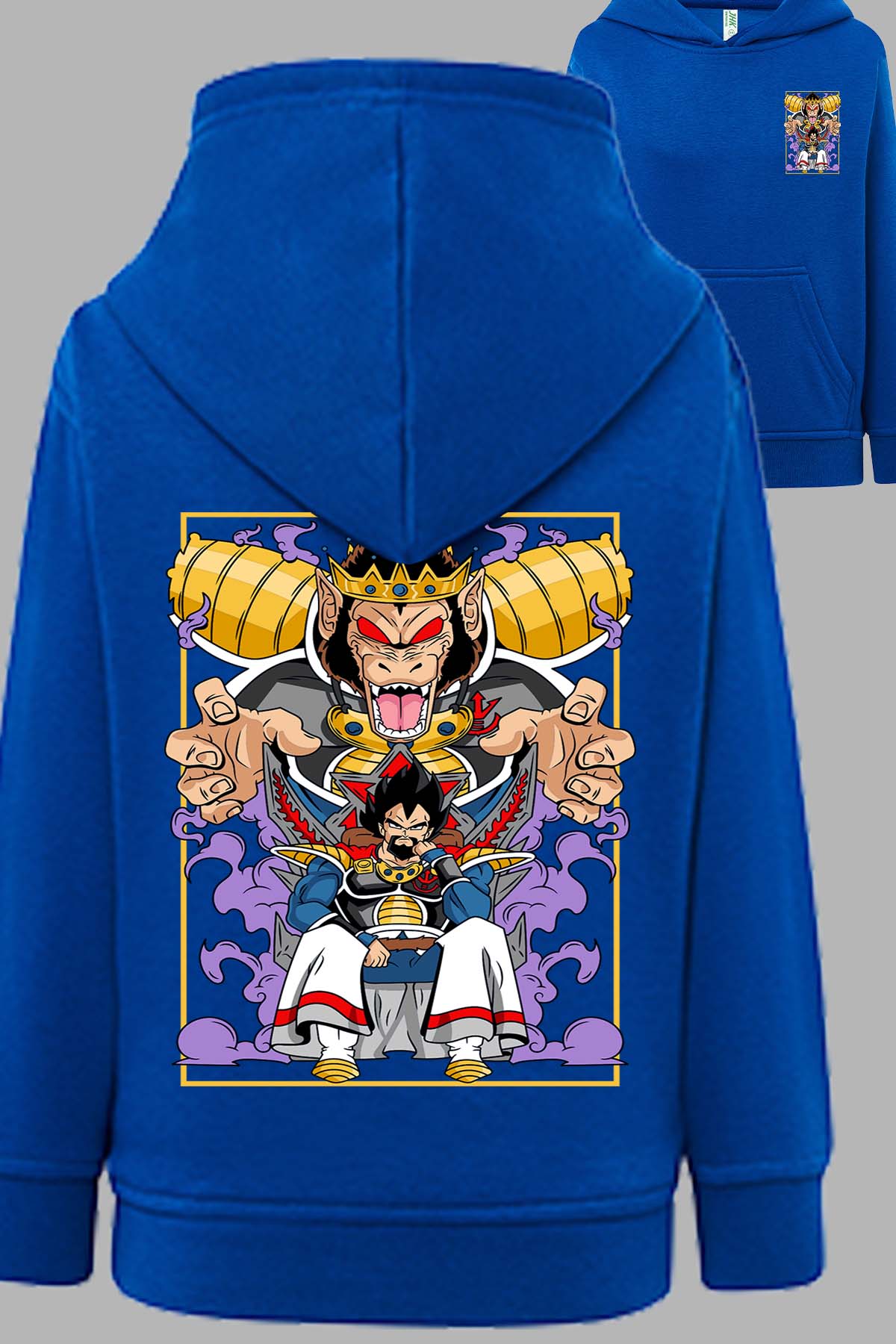 COULEUR:Bleu Roi|Sweat Capuche Garçon | DragonBall Rey Vegeta Bleu Roi
