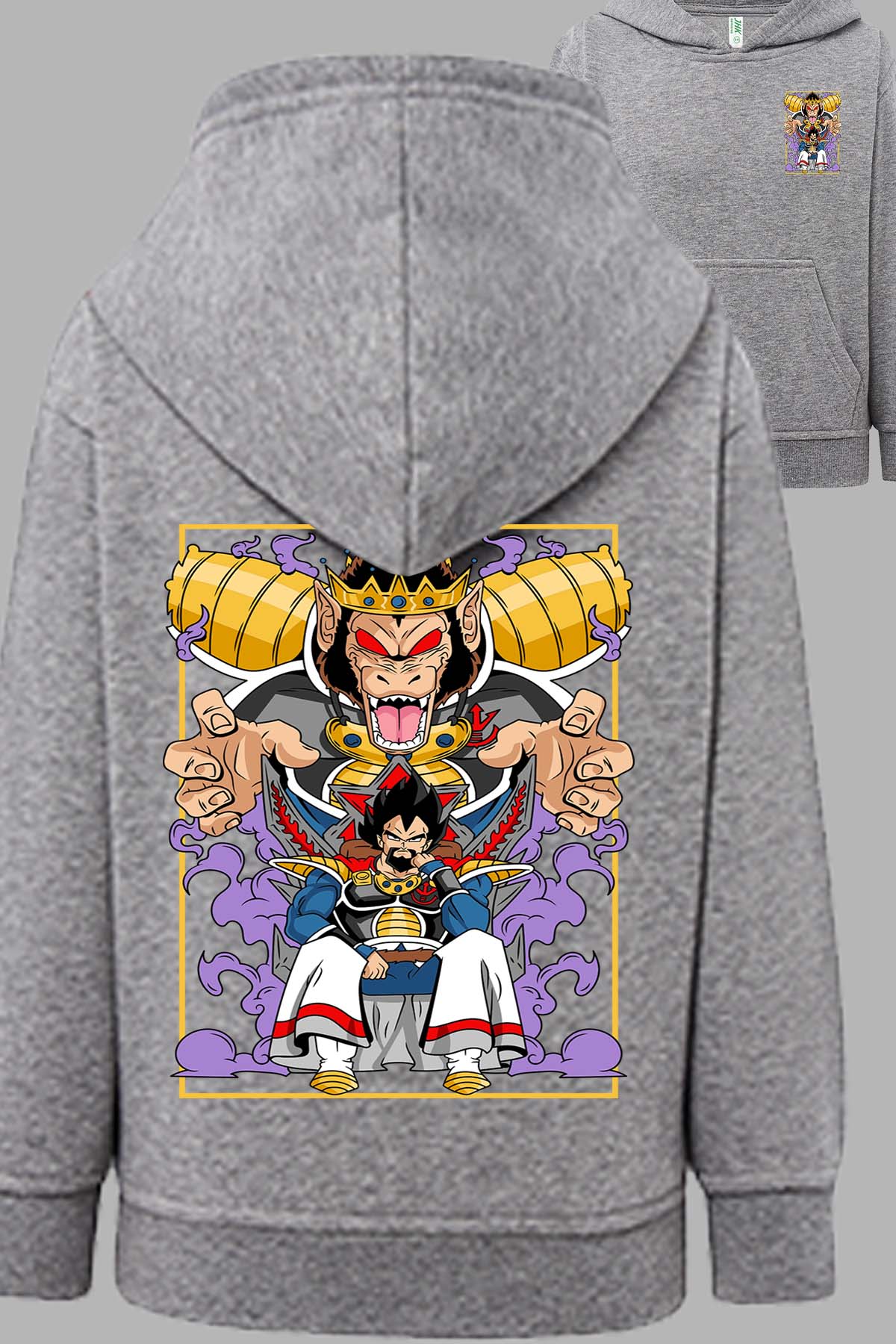COULEUR:Gris|Sweat Capuche Homme | DragonBall Rey Vegeta Gris