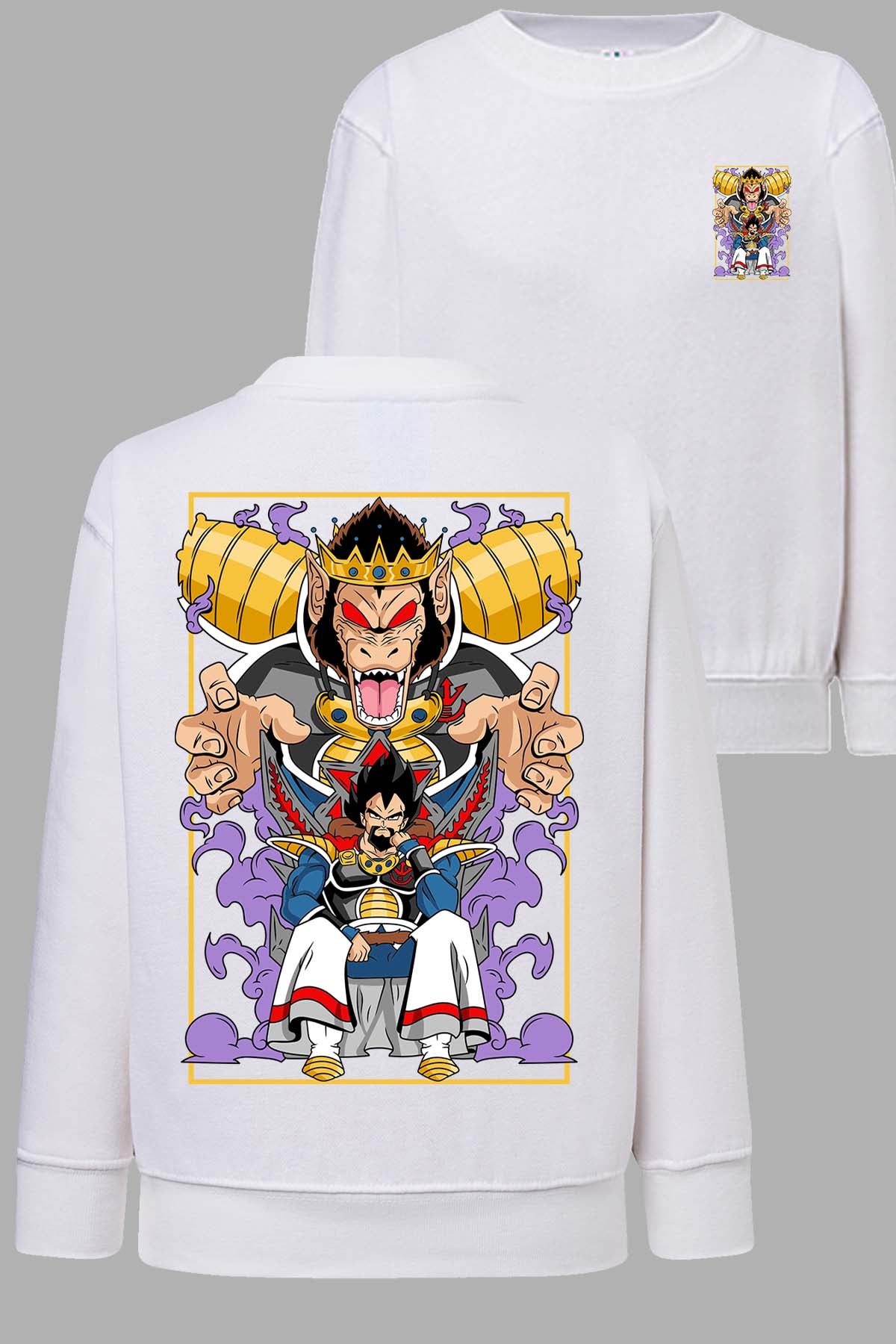 COULEUR:Blanc|Sweat Col Rond Garçon | DragonBall Rey Vegeta Blanc