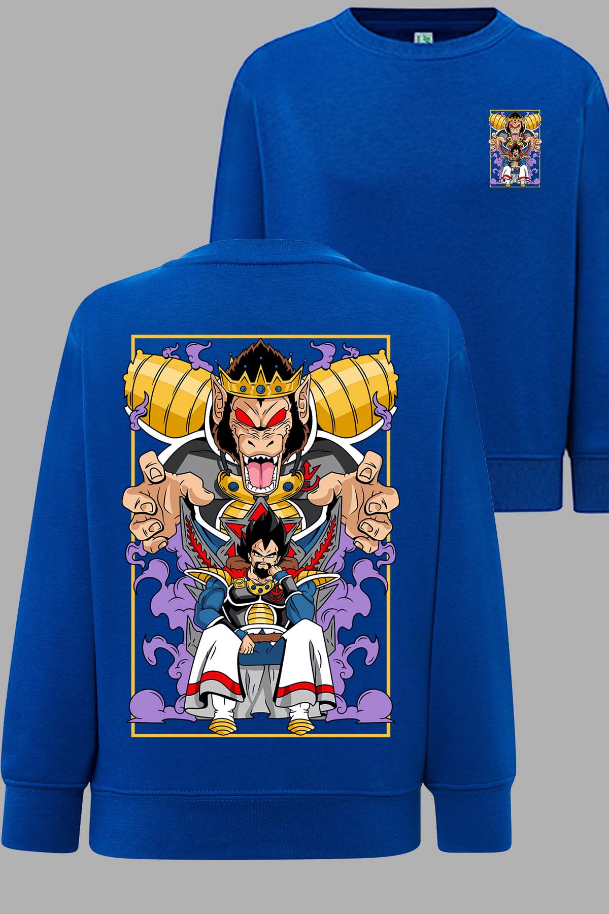 COULEUR:Bleu Roi|Sweat Col Rond Garçon | DragonBall Rey Vegeta Bleu Roi