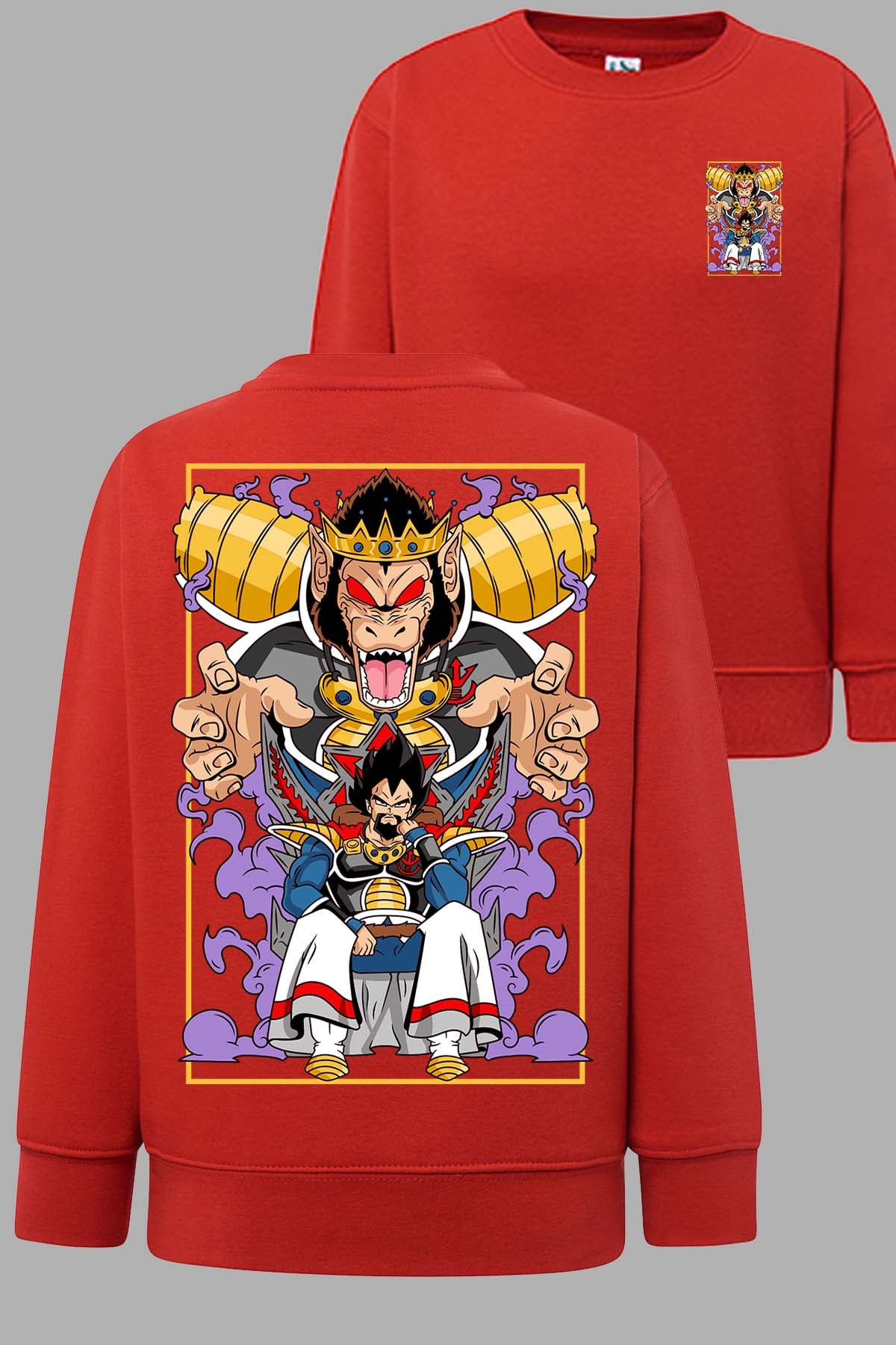 COULEUR:Rouge|Sweat Col Rond Garçon | DragonBall Rey Vegeta Rouge