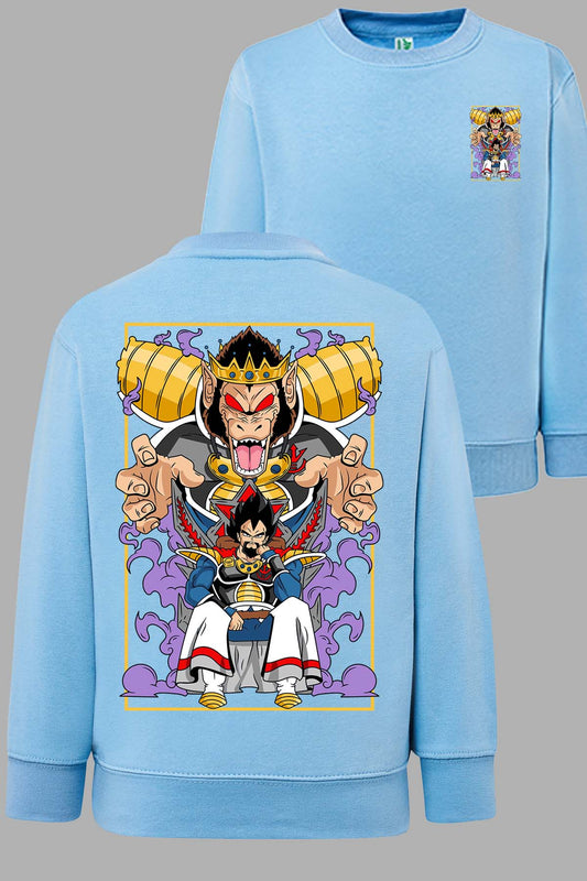COULEUR:Bleu Ciel|Sweat Col Rond Homme | DragonBall Rey Vegeta Bleu Ciel
