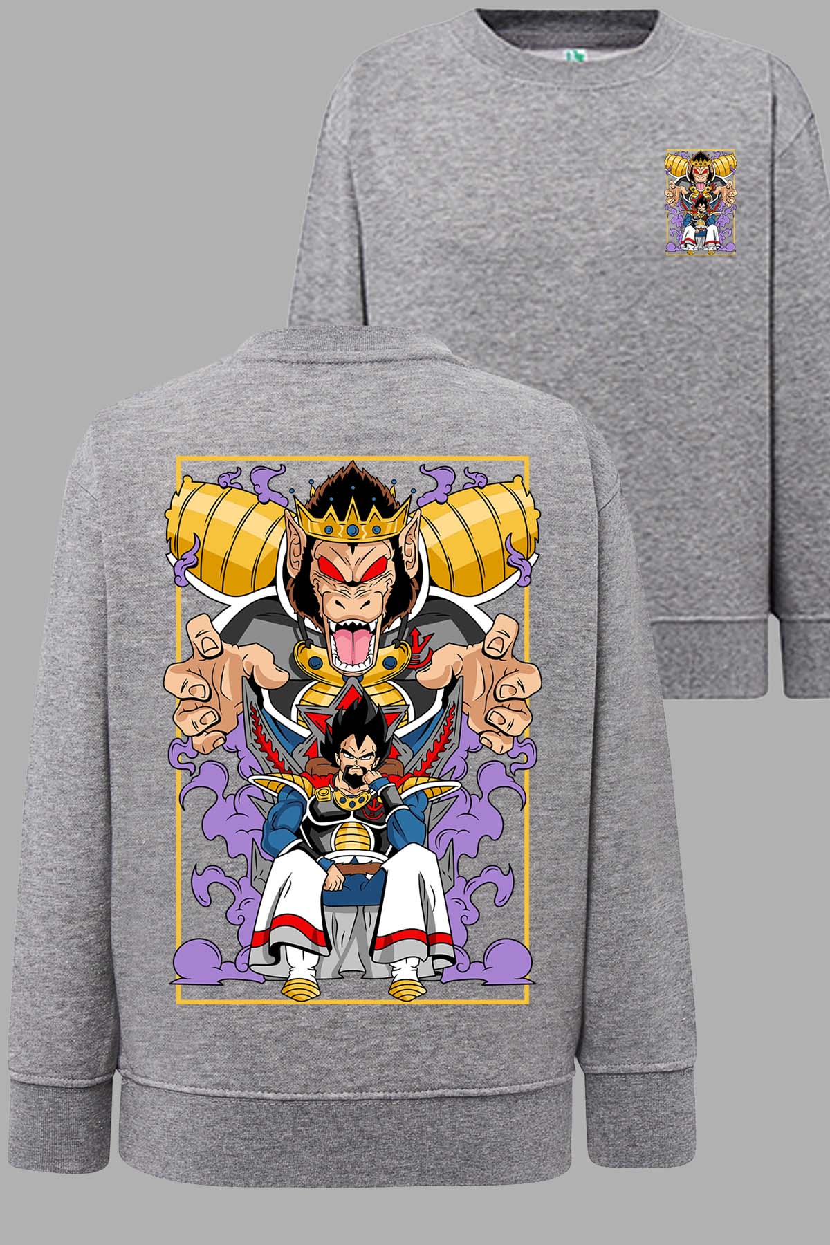 COULEUR:Gris|Sweat Col Rond Homme | DragonBall Rey Vegeta Gris