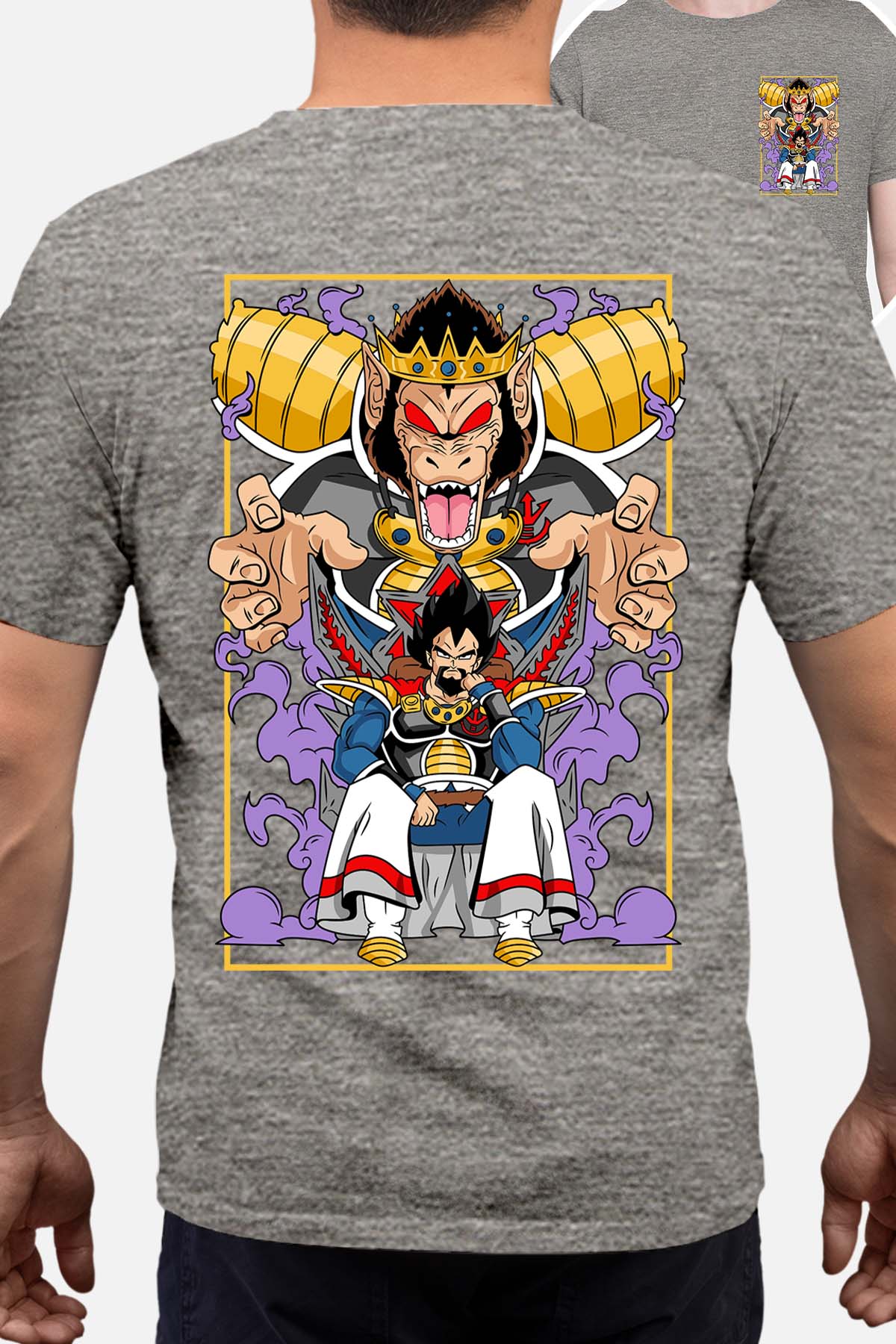 COULEUR:Gris|T-shirt Homme | DragonBall Rey Vegeta Gris