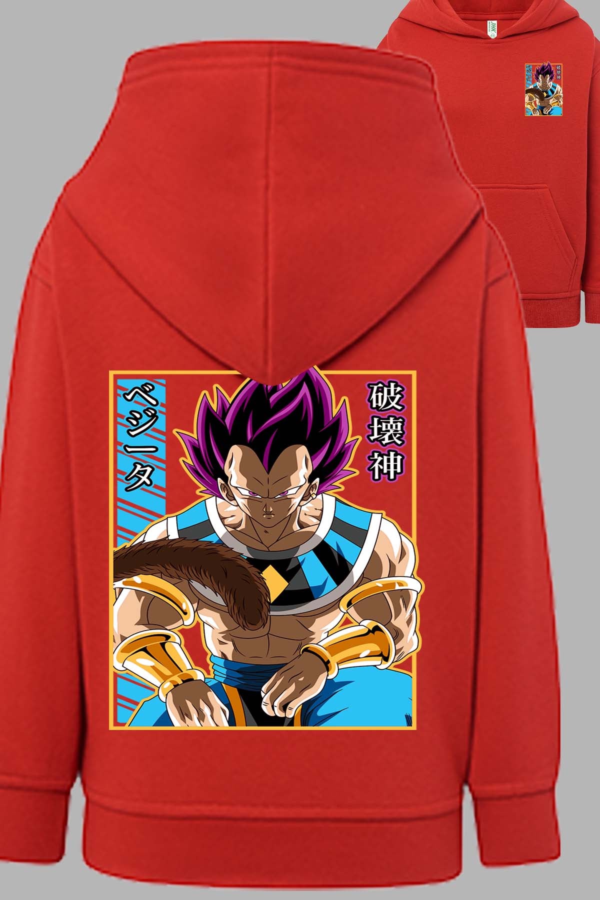 COULEUR:Rouge|Sweat Capuche Homme | DragonBall Vegeta Hakaishin Rouge