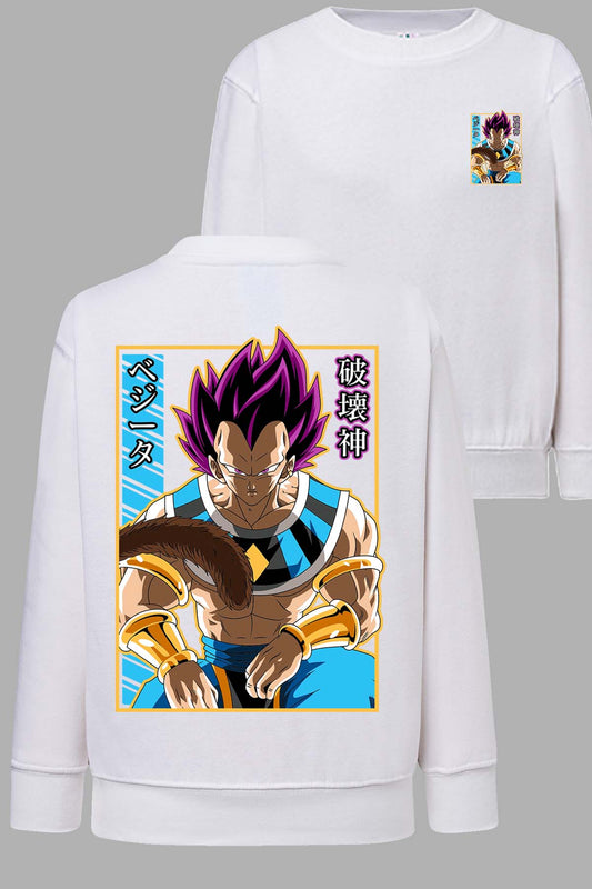 COULEUR:Blanc|Sweat Col Rond Garçon | DragonBall Vegeta Hakaishin Blanc