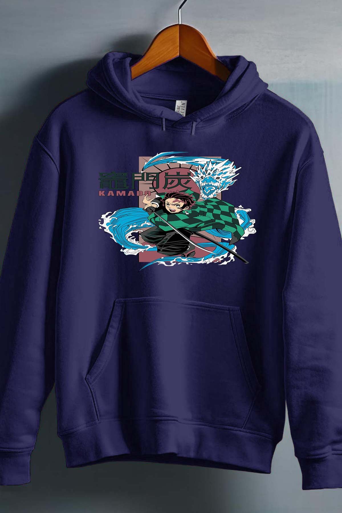 COULEUR:Marine|Sweat Capuche Garçon | Dragon water Kamado Marine