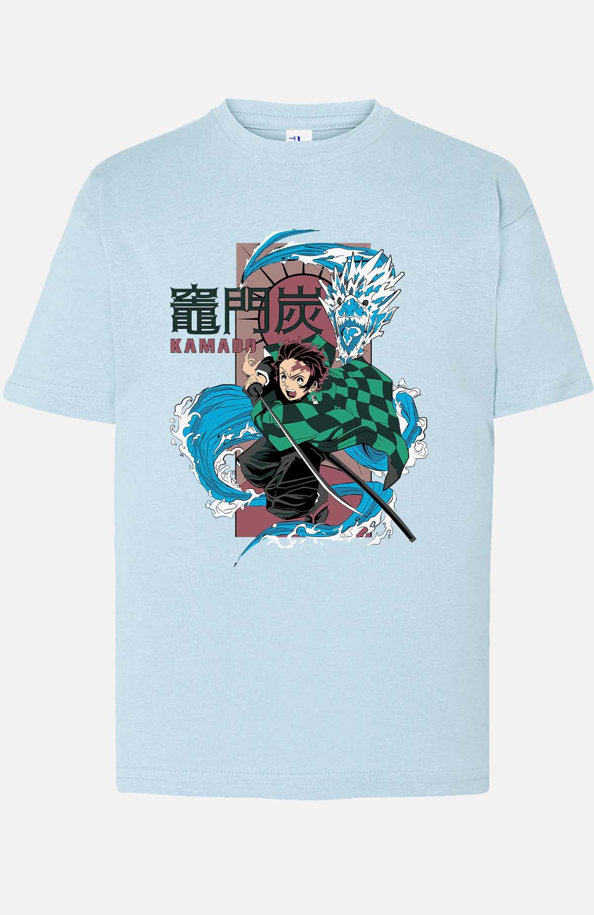 COULEUR:Bleu Ciel|T-shirt Garçon | Dragon water Kamado Bleu Ciel