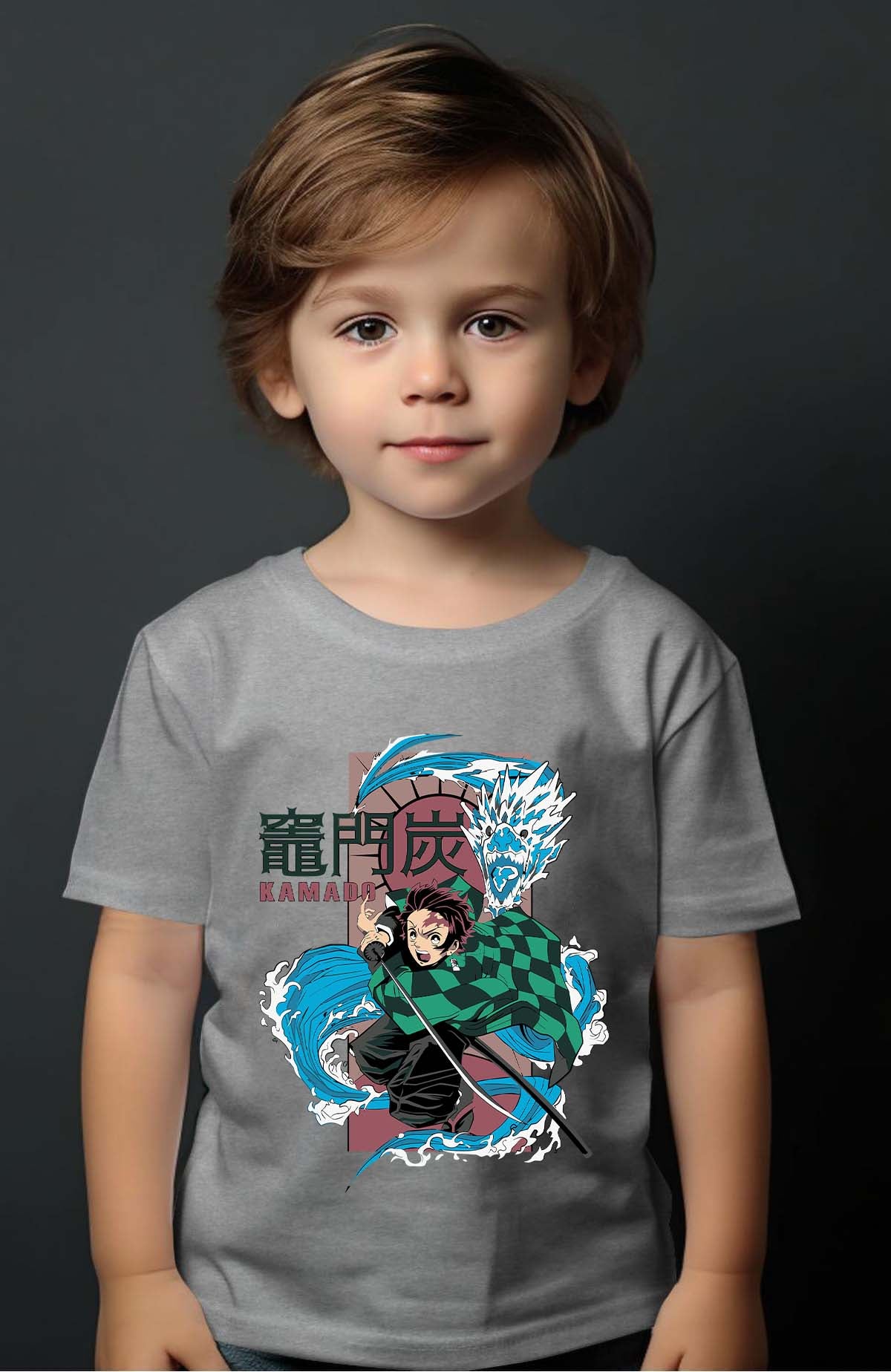 COULEUR:Gris|T-shirt Garçon | Dragon water Kamado Gris