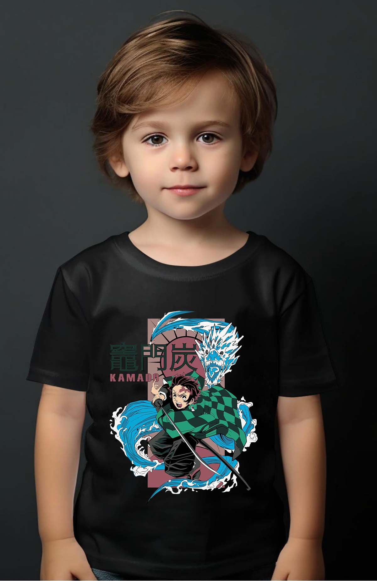 COULEUR:Noir|T-shirt Garçon | Dragon water Kamado Noir