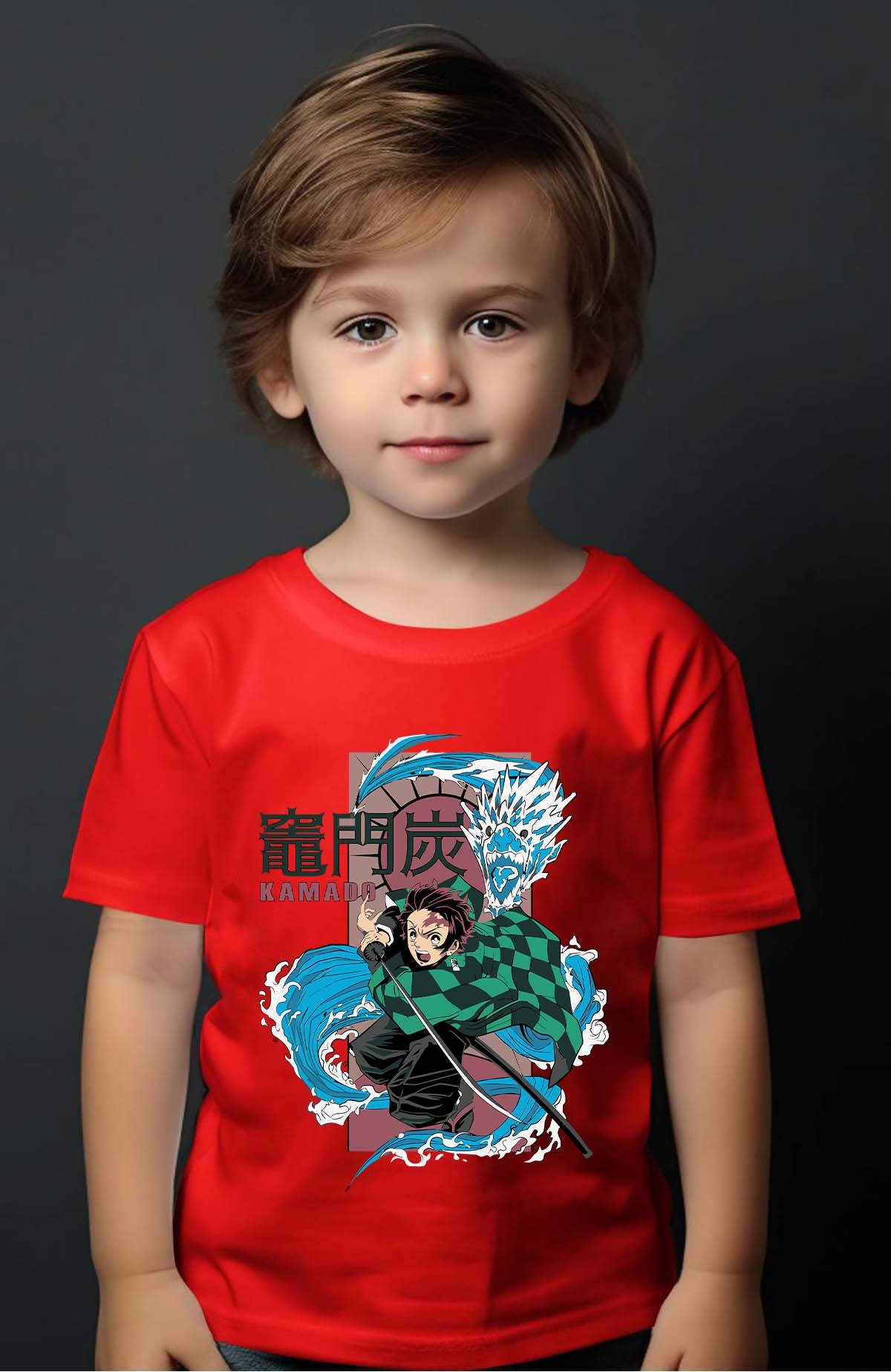 COULEUR:Rouge|T-shirt Garçon | Dragon water Kamado Rouge