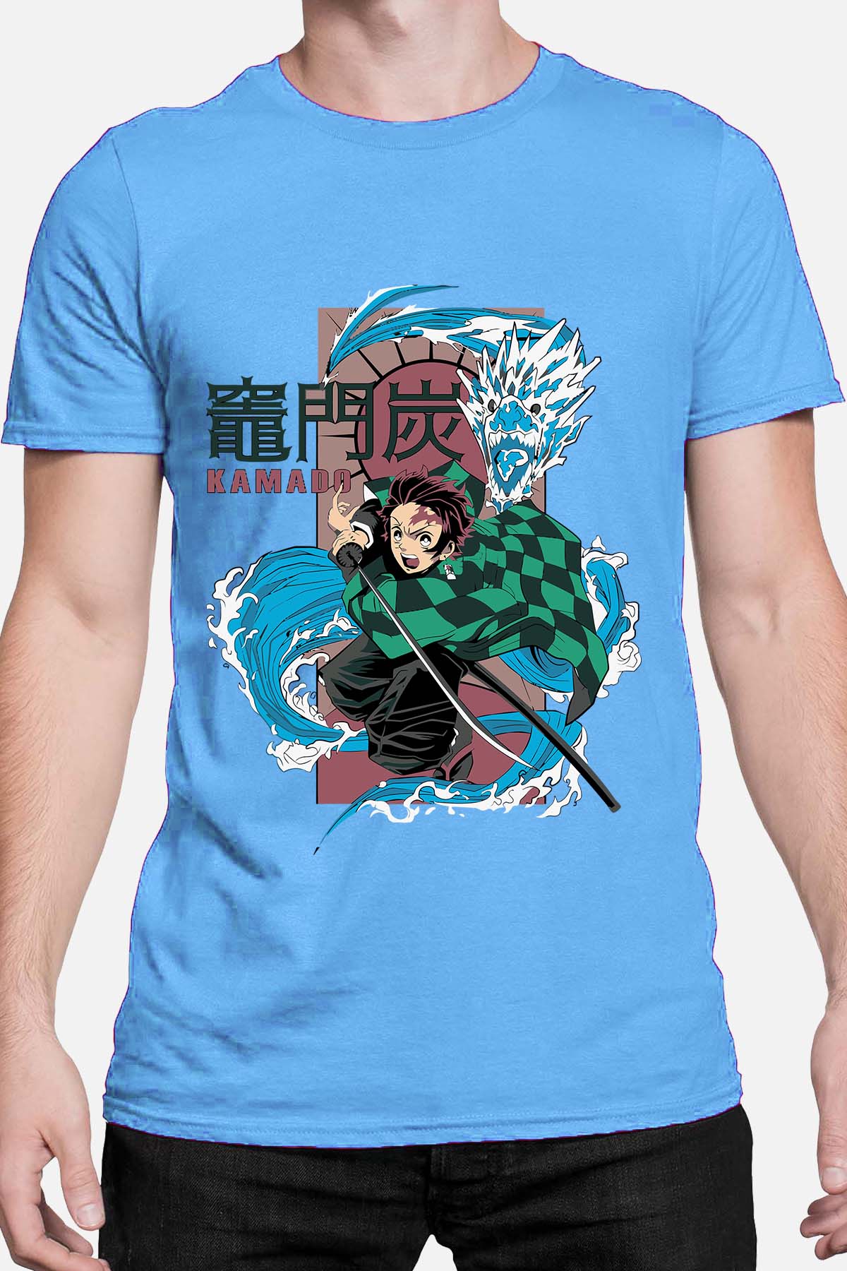 COULEUR:Bleu Ciel|T-shirt Homme | Dragon water Kamado Bleu Ciel
