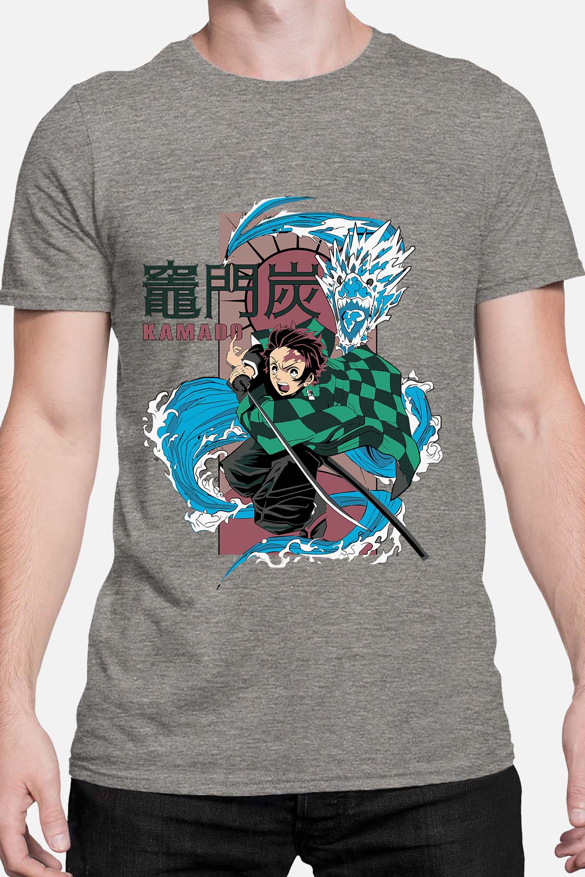 COULEUR:Gris|T-shirt Homme | Dragon water Kamado Gris