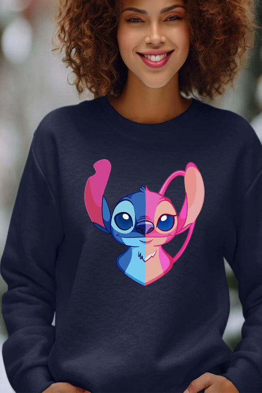 COULEUR:Marine|Sweat Col Rond Femme | Fusin angel Stitch Marine