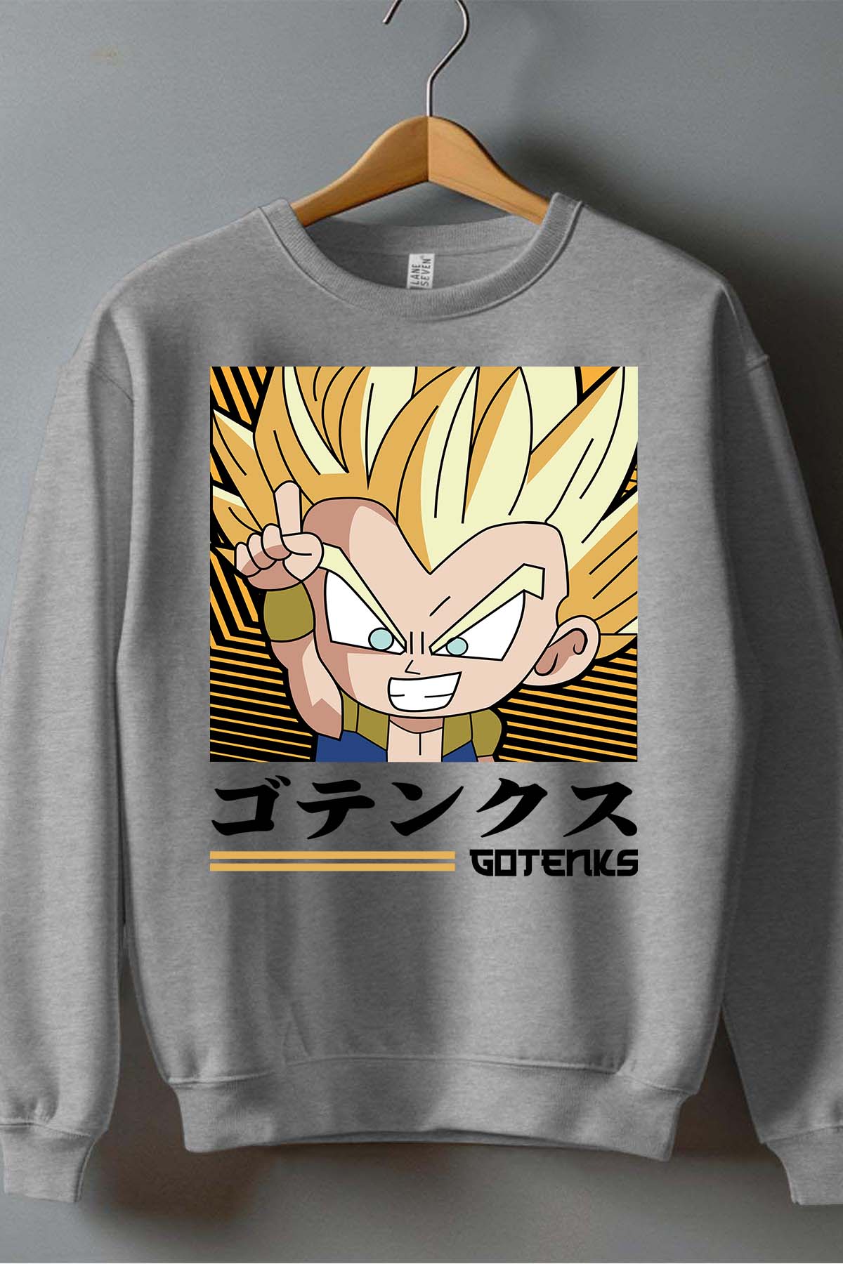 COULEUR:Gris|Sweat Col Rond Garçon | GOTENKS Chibi 01 Gris