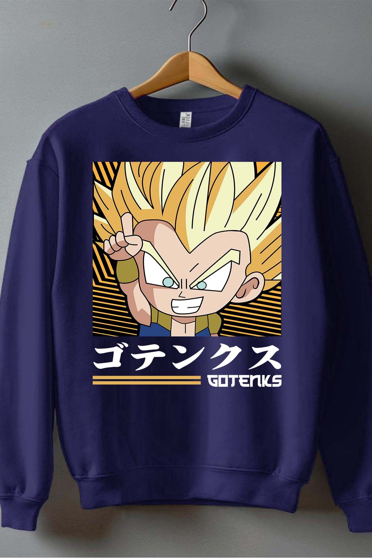 COULEUR:Marine|Sweat Col Rond Garçon | GOTENKS Chibi 01 Marine