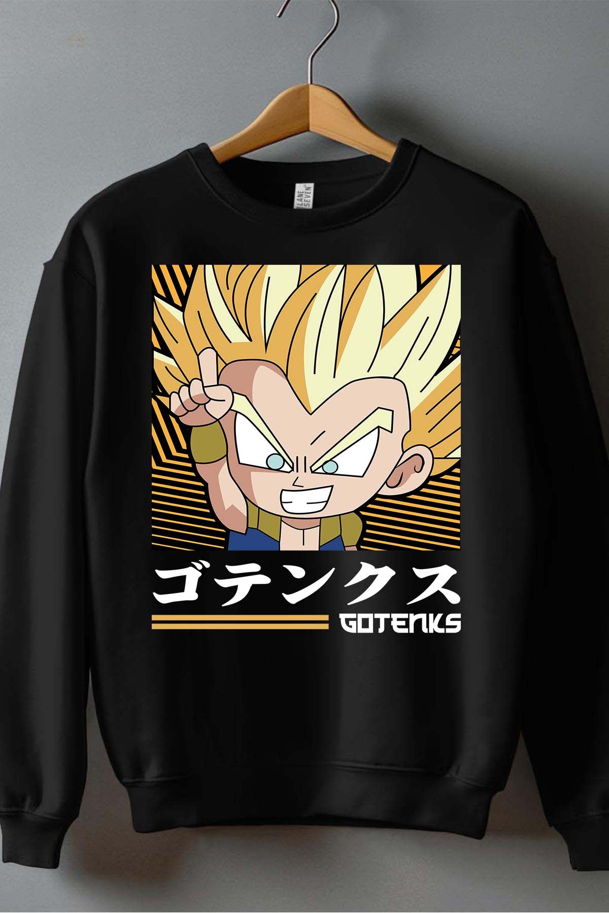 COULEUR:Noir|Sweat Col Rond Garçon | GOTENKS Chibi 01 Noir