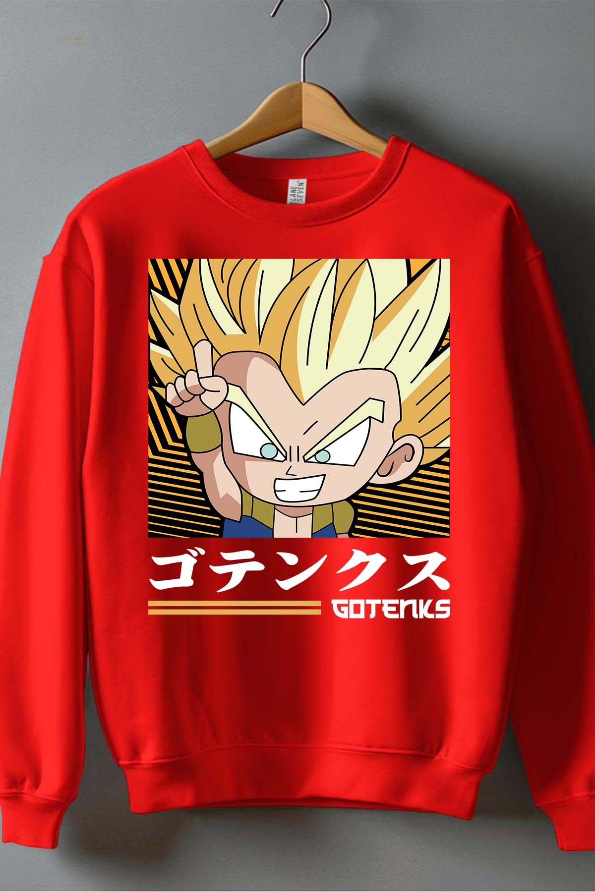 COULEUR:Rouge|Sweat Col Rond Garçon | GOTENKS Chibi 01 Rouge