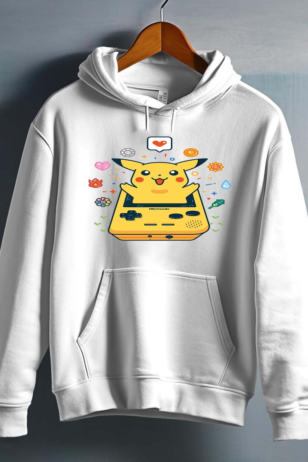 COULEUR:Blanc|Sweat Capuche Fille | Gameboy pikachu 2 Blanc