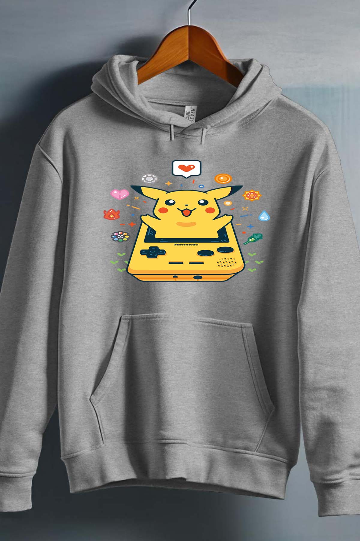 COULEUR:Gris|Sweat Capuche Fille | Gameboy pikachu 2 Gris