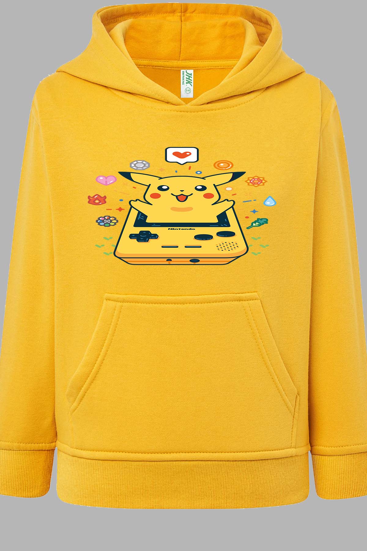 COULEUR:Jaune|Sweat Capuche Fille | Gameboy pikachu 2 Jaune