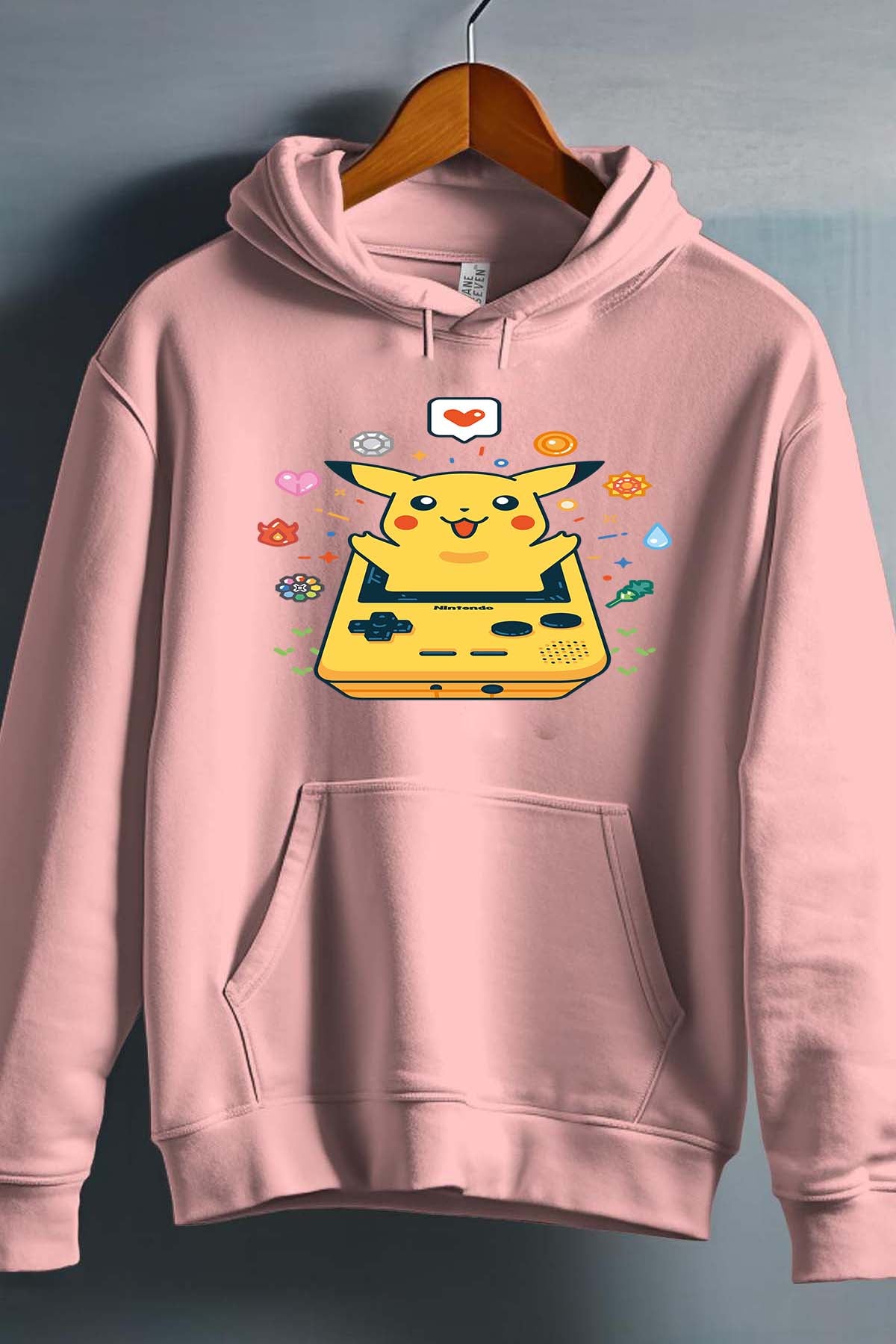 COULEUR:Rose|Sweat Capuche Fille | Gameboy pikachu 2 Rose