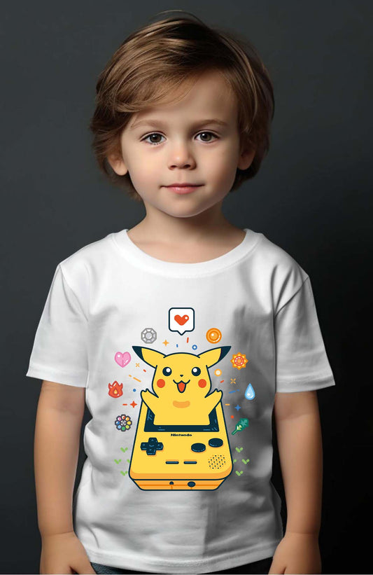 COULEUR:Blanc|T-shirt Garçon | Gameboy pikachu 2 Blanc