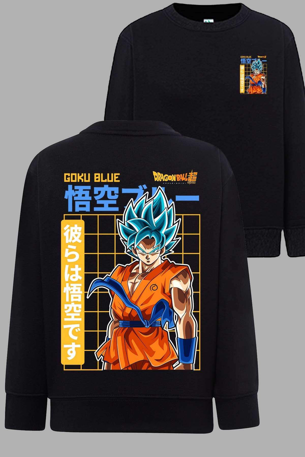 COULEUR:Noir|Sweat Col Rond Homme | Goku Blue 1 Noir
