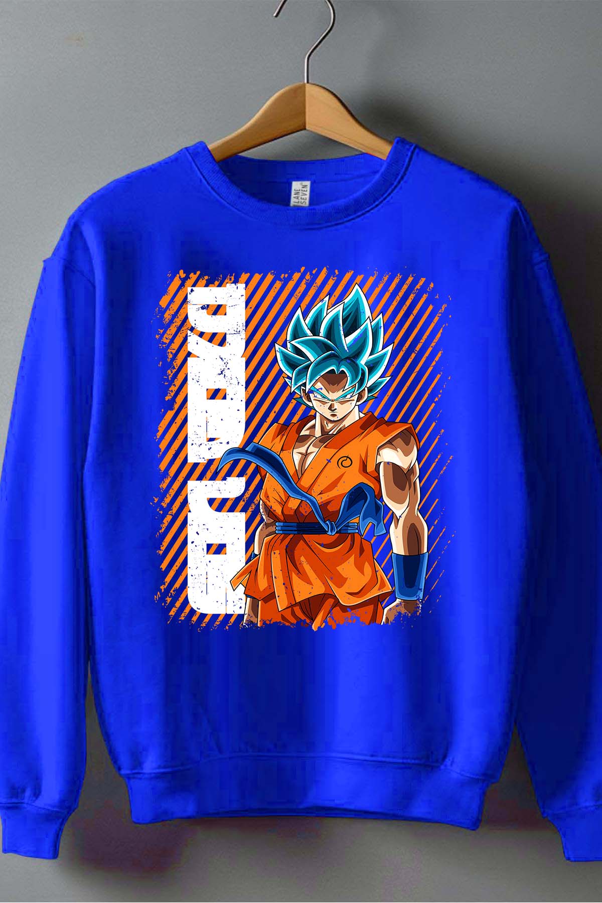 COULEUR:Bleu Roi|Sweat Col Rond Garçon | Goku Blue Power Bleu Roi