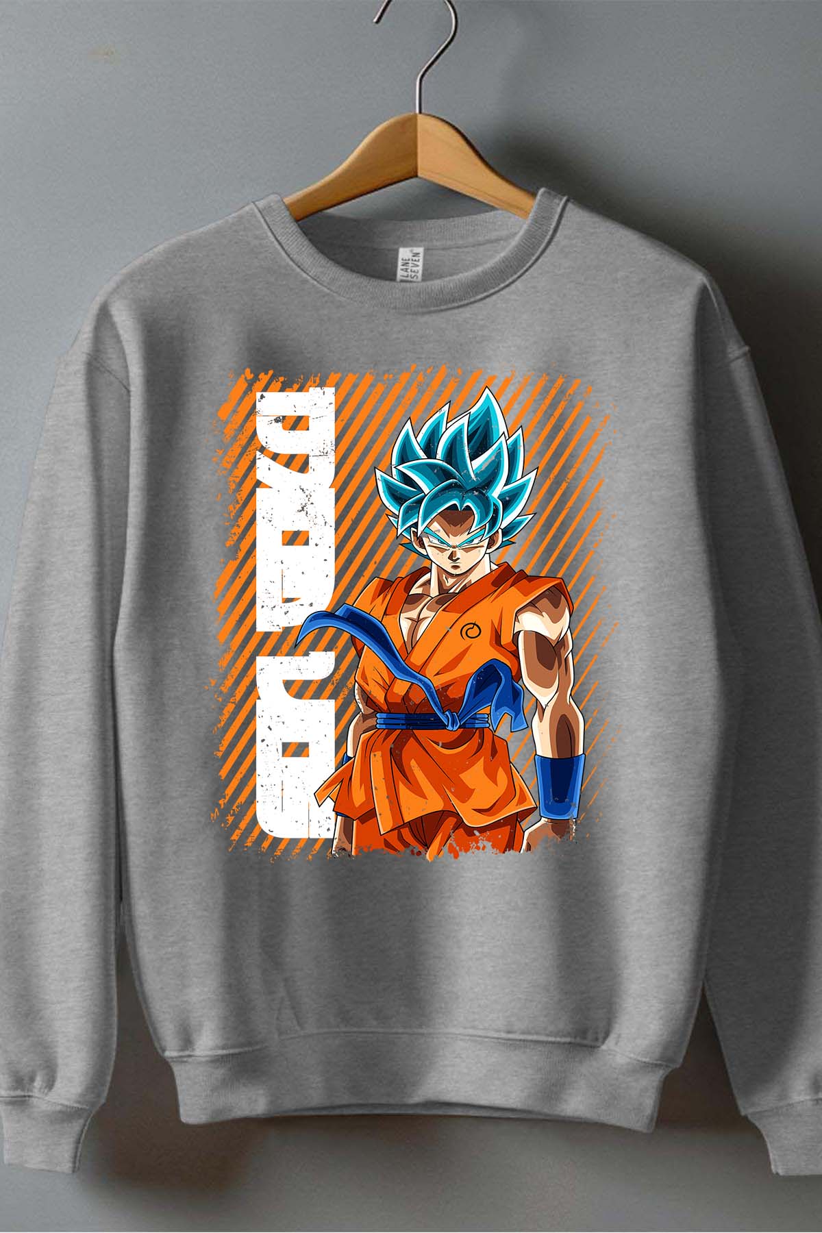 COULEUR:Gris|Sweat Col Rond Garçon | Goku Blue Power Gris