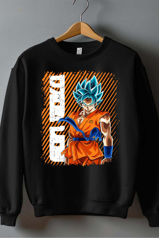 COULEUR:Noir|Sweat Col Rond Garçon | Goku Blue Power Noir