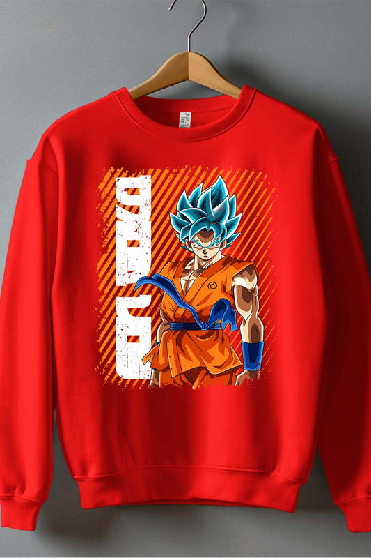 COULEUR:Rouge|Sweat Col Rond Garçon | Goku Blue Power Rouge
