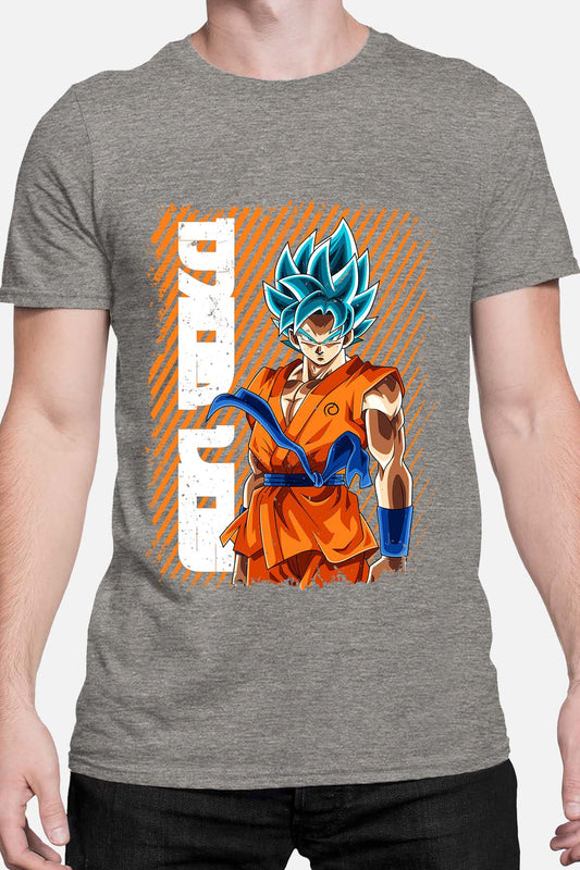 COULEUR:Gris|T-shirt Homme | Goku Blue Power Gris