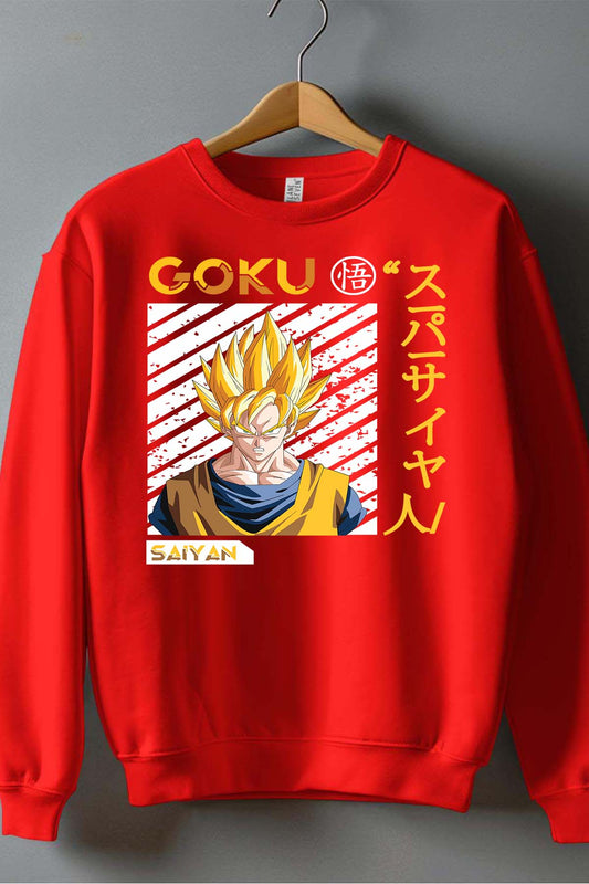COULEUR:Rouge|Sweat Col Rond Garçon | Goku Sayan Rouge