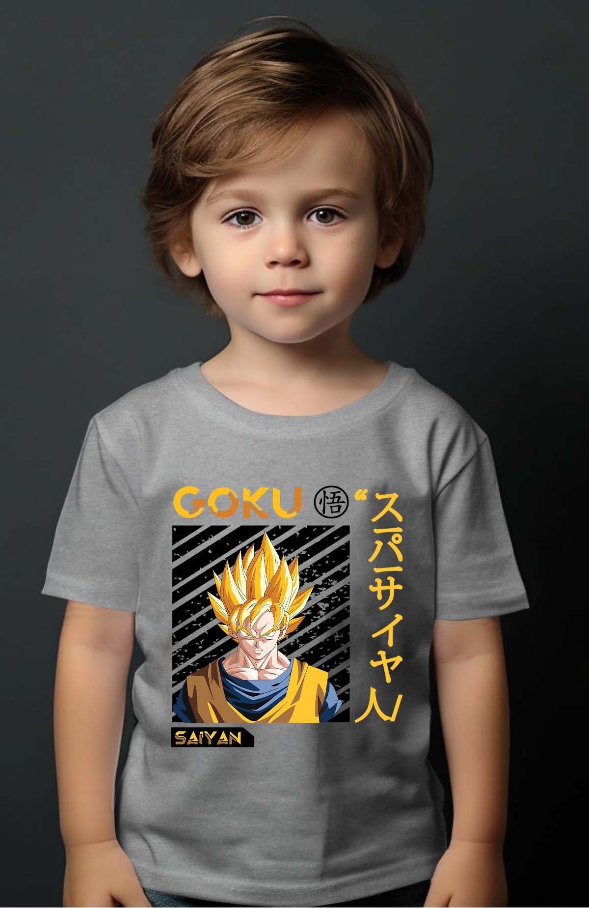 COULEUR:Gris|T-shirt Garçon | Goku Sayan Gris