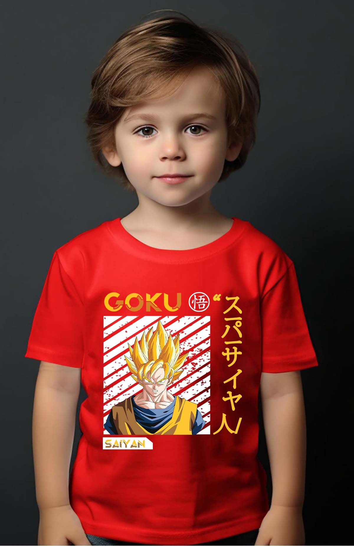 COULEUR:Rouge|T-shirt Garçon | Goku Sayan Rouge