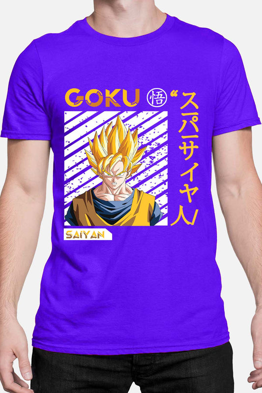 COULEUR:Bleu Roi|T-shirt Homme | Goku Sayan Bleu Roi